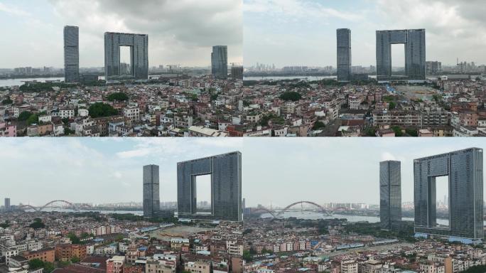 航拍改造广州沥滘村广州之窗全貌
