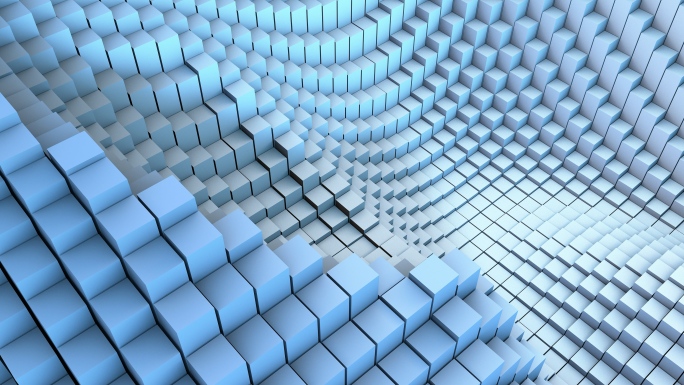 【4K时尚背景】蓝白方块矩阵科技韵律空间