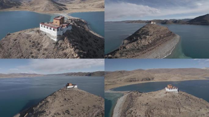 西藏日托寺 羊湖羊卓雍措 航拍无人机