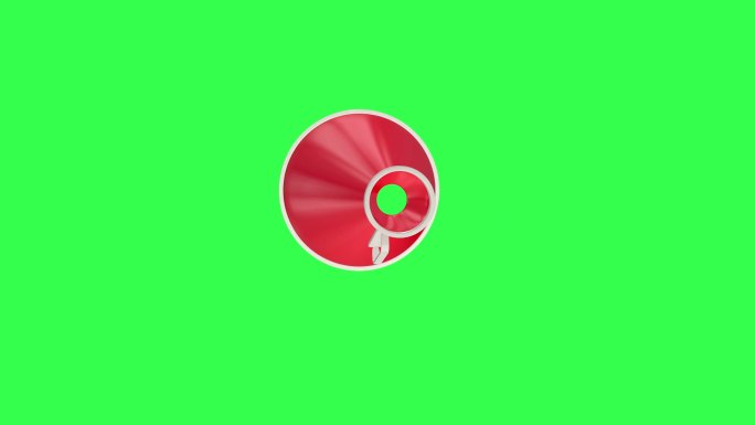 在绿色屏幕上旋转的红色扩音器