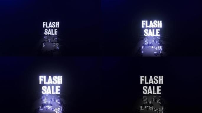 “Flash Sale”文字酷文本动画，灯光闪亮，“Flash Sale”简介动画，4K，美丽、干净