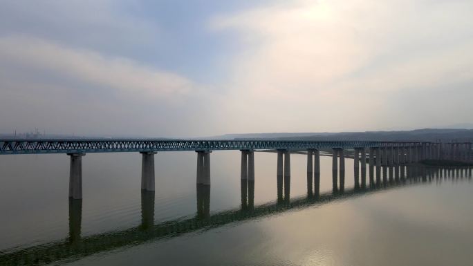 黄河母亲河湿地河日落风景航拍C