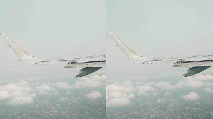 商用飞机的乘客窗口视图