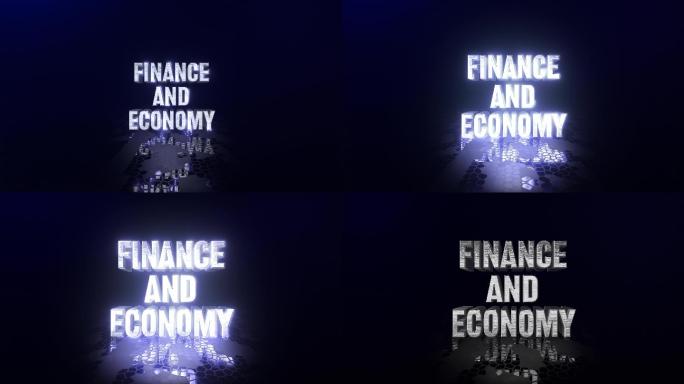 “金融与经济”一词酷炫文字动画，灯光闪亮，“金融与经济”简介动画，4K，美丽、干净、现代、充满活力的