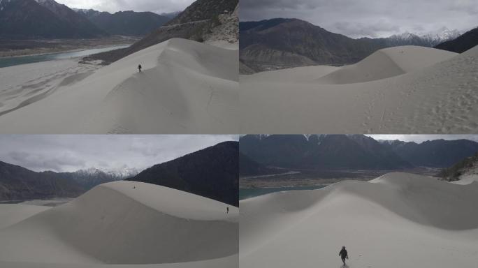 西藏佛掌沙丘 空镜 大气航拍 旅行无人机