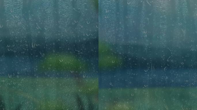 阴天 雨帘 窗户 雨滴 滑落 氛围 雨幕