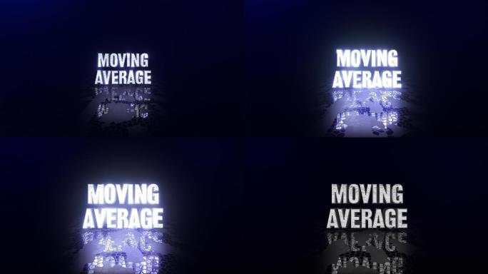 “移动平均线”酷炫文字动画，灯光闪亮，“移动平均线”简介动画，4K，美丽、干净、现代、充满活力的背景
