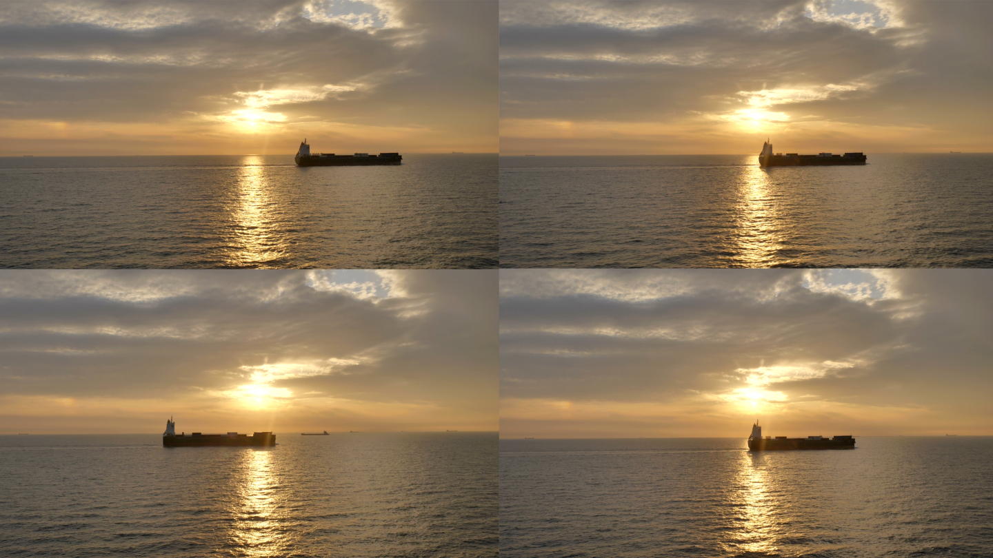 【4K】大海-大海夕阳海上轮船