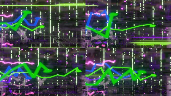 不断增长的图表在技术背景下移动技术财务图表