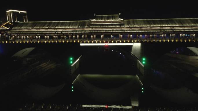 起凤桥 夜景 恩阳古镇 航拍