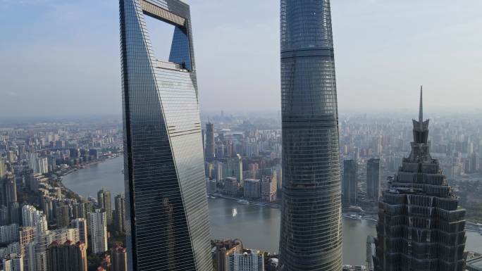 航拍2022年上海疫情防控城市空城