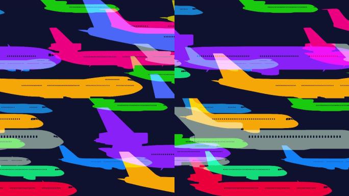 飞机的彩色重叠剪影动画
