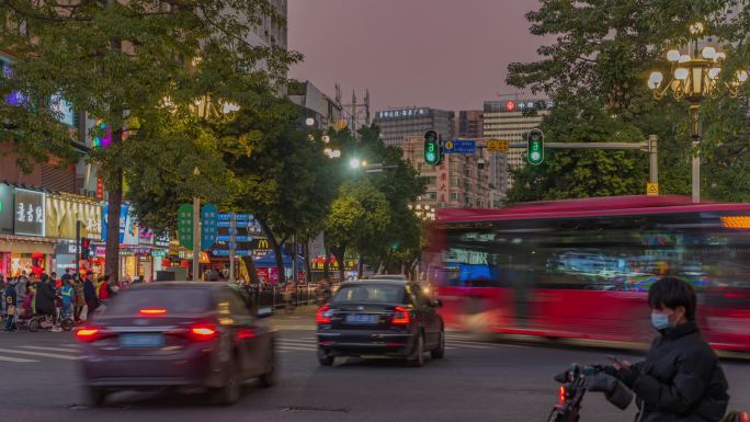 广州市大沙地日转夜交通延时