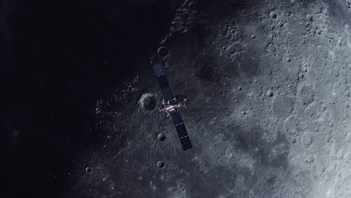 原创商用三维3d月球卫星轨道运行月亮旋转