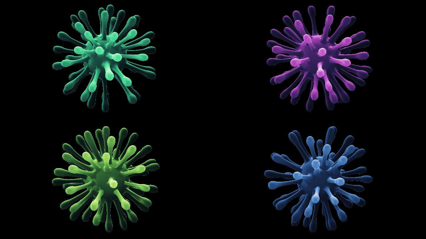 新型冠状病毒细胞核3D简约