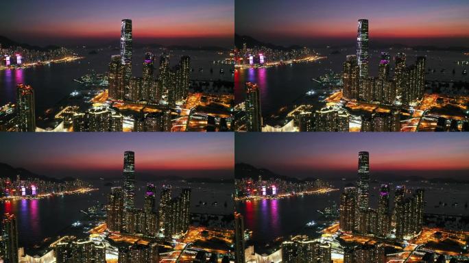 香港大气夜景航拍