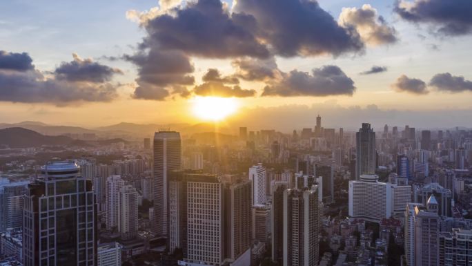 日出延时航拍大景