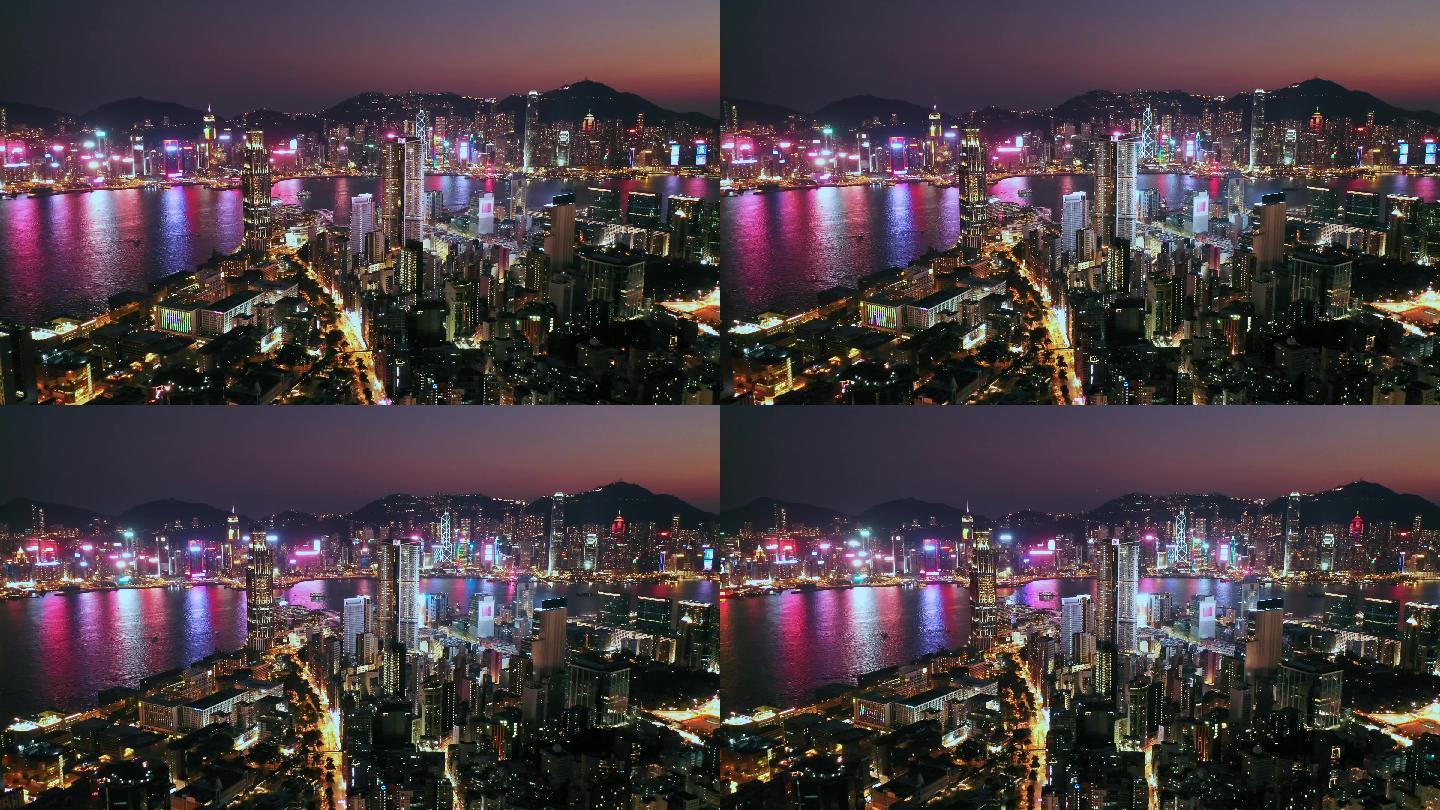 香港大气夜景航拍