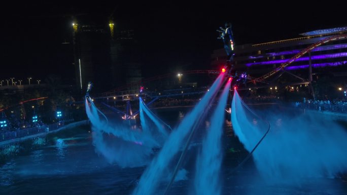 上海海昌海洋公园夜晚水上飞人表演