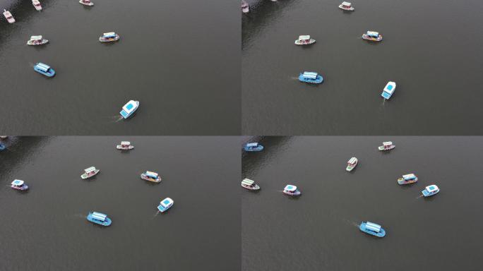 南京玄武湖游船航拍