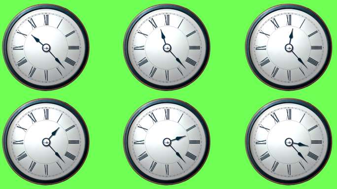 可循环12小时延时时钟：绿色屏幕上的6点到11点