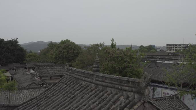 4K-log-航拍四川阆中古城，古戏台