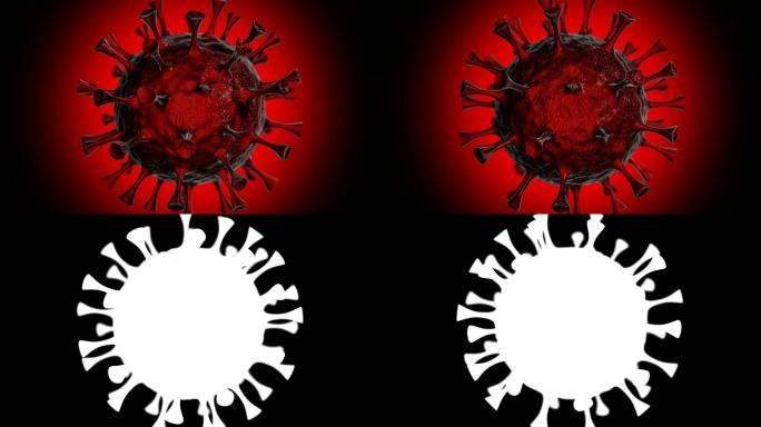 冠状病毒3D渲染特效视频可循环抠像通道