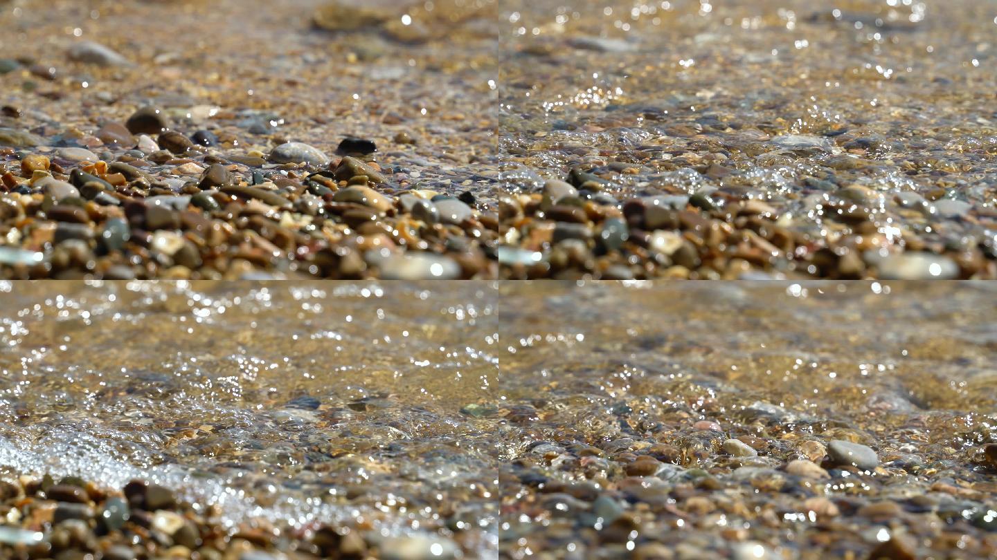 【4K】海边石滩海浪