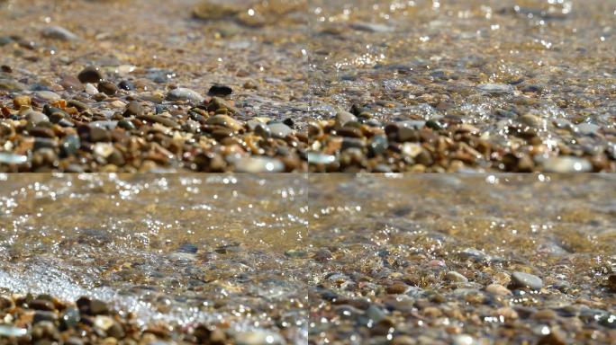 【4K】海边石滩海浪