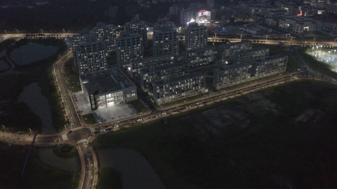 广东石油化工学院西城航拍夜景广油