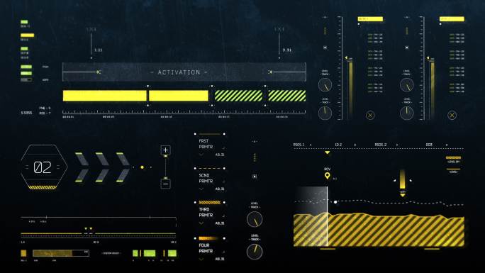 一个具有未来感的计算机程序数字hud接口，带有信号登记系统，允许您以数字方式获取测量值的特征。