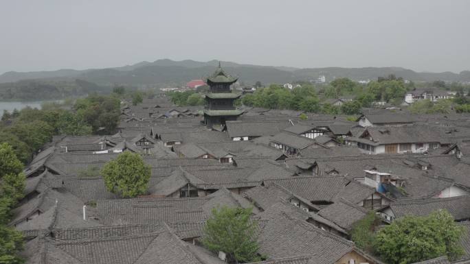 4K-log-航拍四川阆中古城