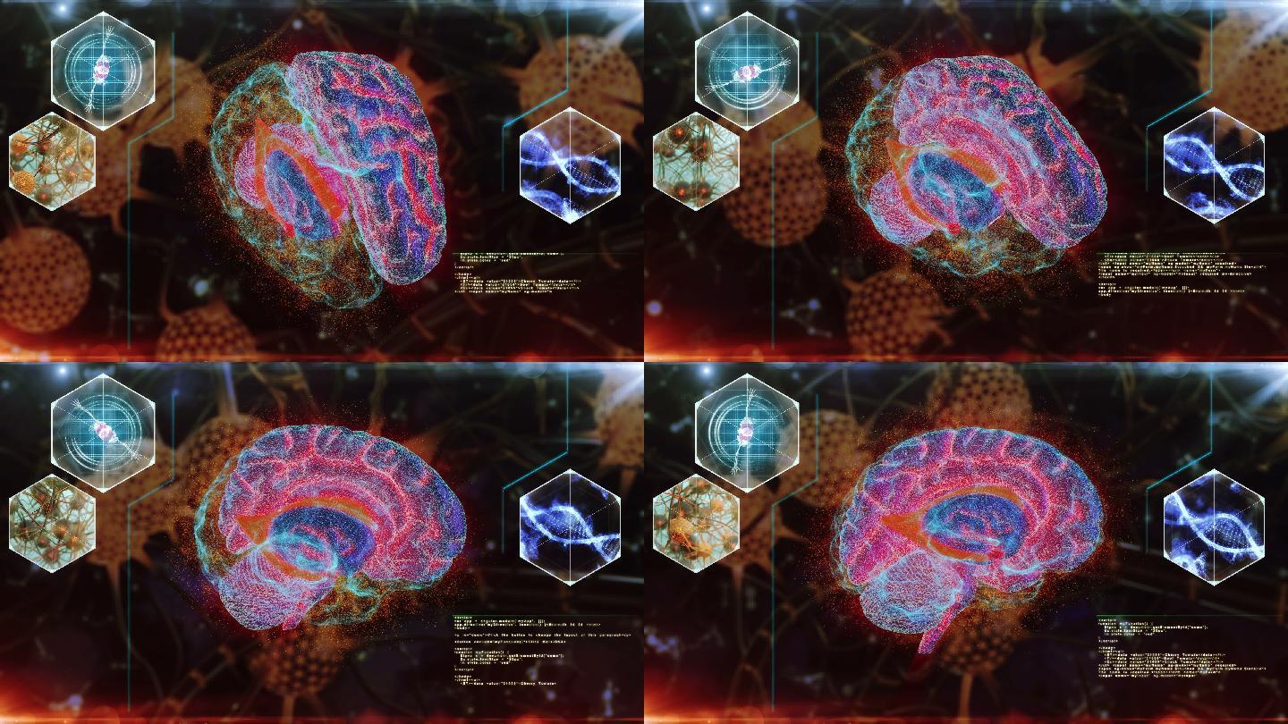 人脑神经元扫描大脑研究片头特效视频