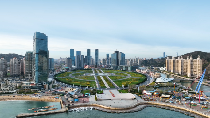 大连星海广场城市风光城市航拍广场航拍