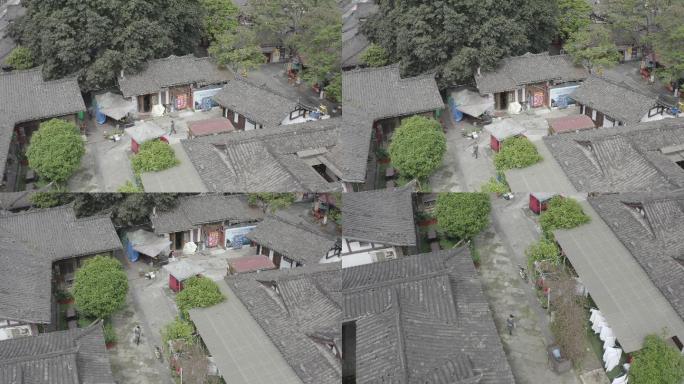 4K-log-航拍四川阆中古城市民生活