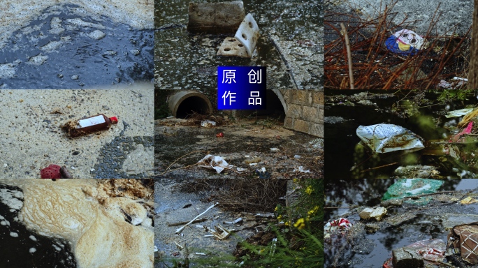 4k 河水污染纪录片空镜头水污染污水排放