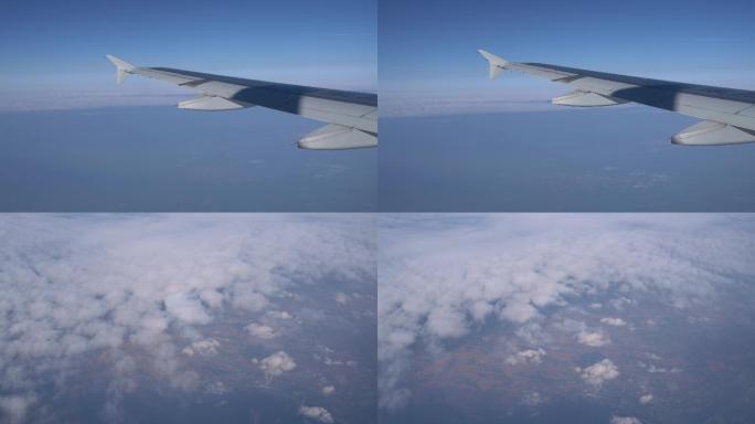 飞机乘客视角，蓝天白云