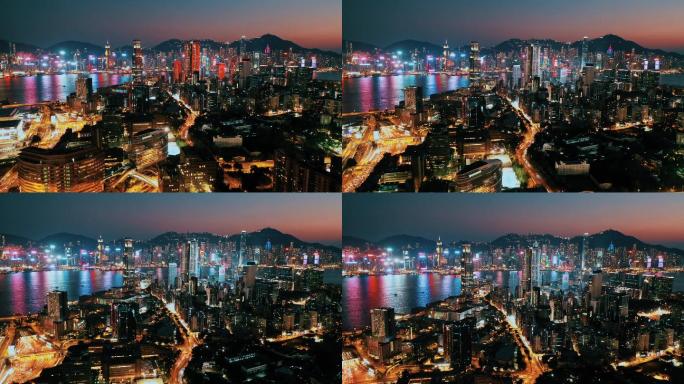 香港大气夜景航拍
