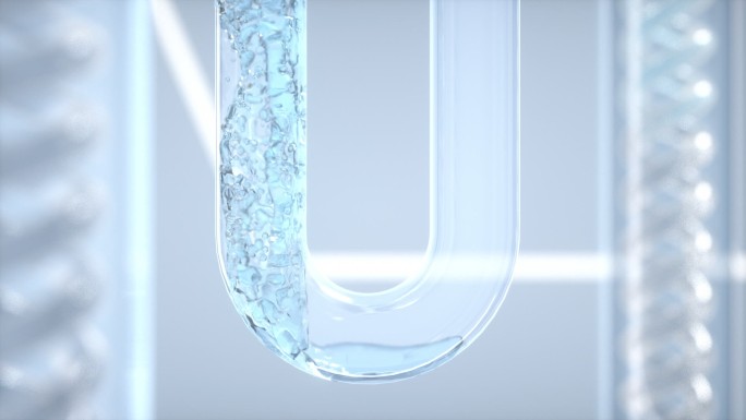 医学生物化学试剂流过U型管子动态唯美视频