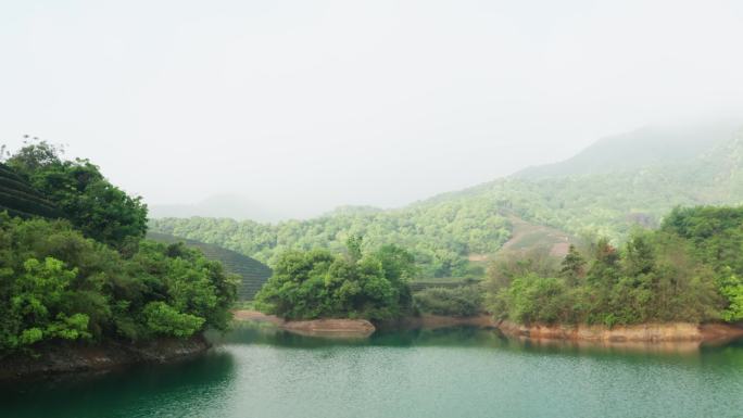 杭州西湖区龙坞镇光明寺水库航拍