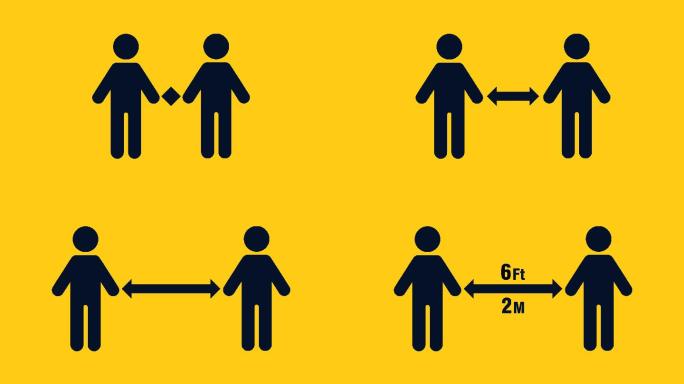 人们为了社交距离而彼此分开，以避免接触病毒、细菌和其他致病病原体