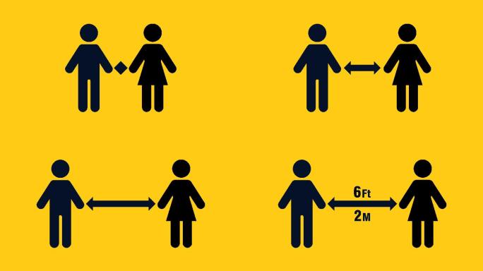 人们为了社交距离而彼此分开，以避免接触病毒、细菌和其他致病病原体