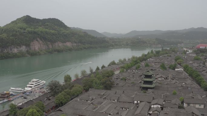 4K-log-航拍四川阆中古城