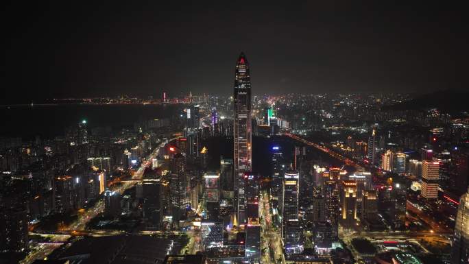 深圳福田CBD夜景航拍延时