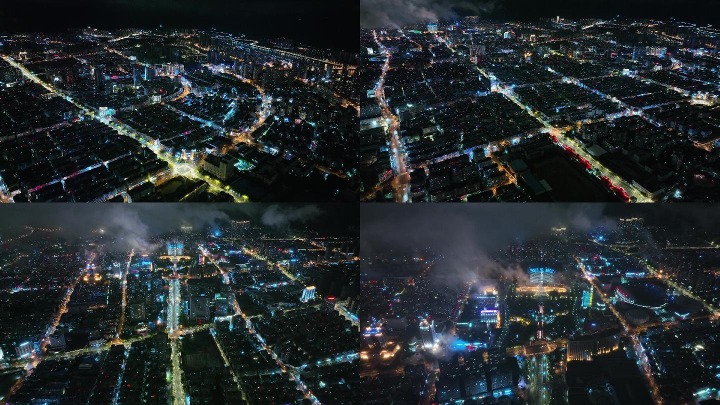 丽水城市高空夜景航拍