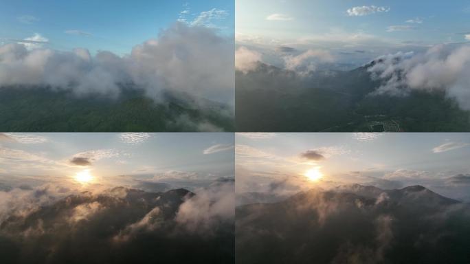 夕阳下的云山雾绕