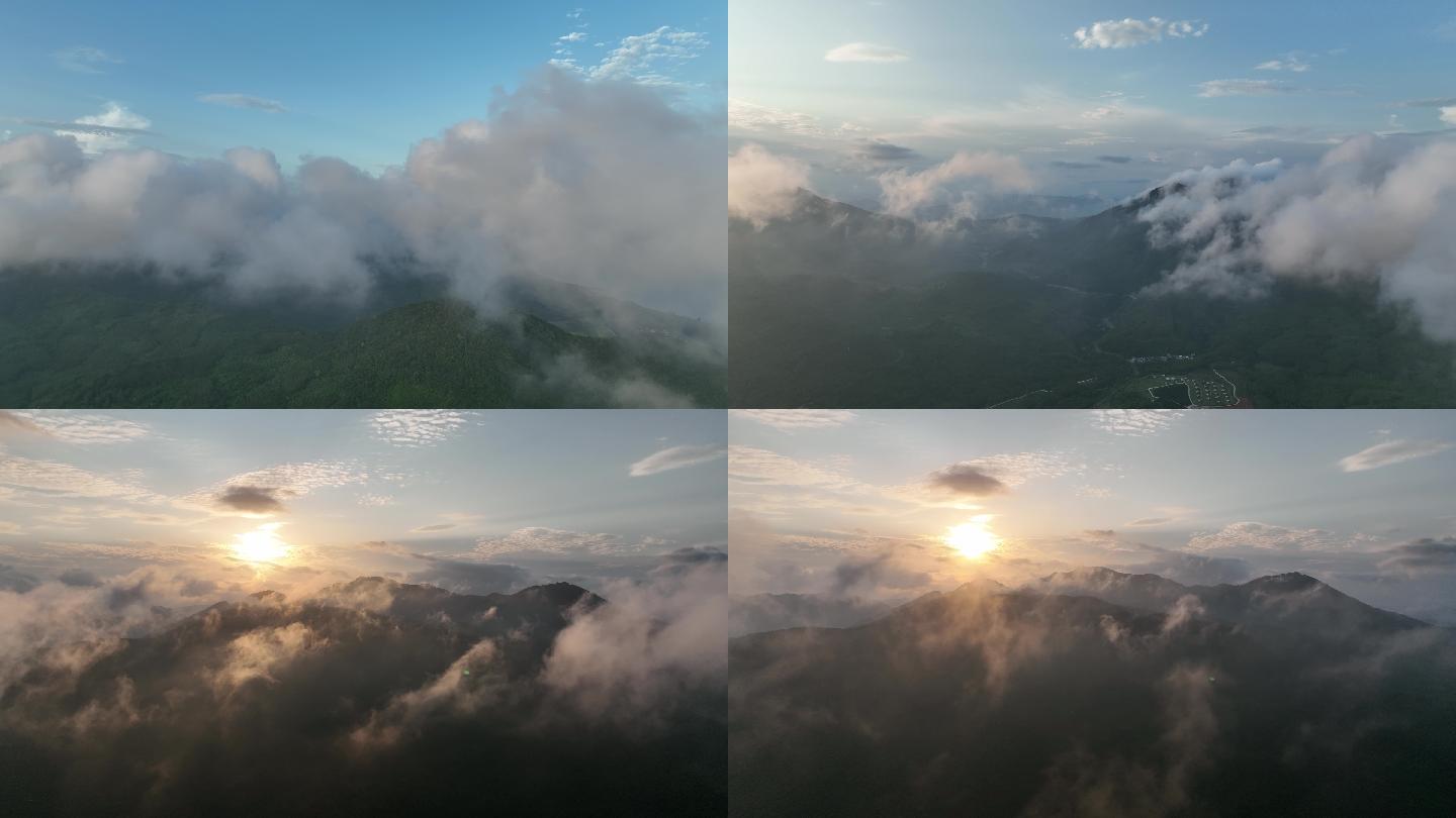 夕阳下的云山雾绕