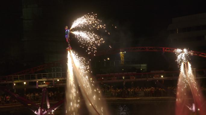 上海海昌海洋公园夜晚水上飞人表演