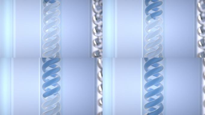 医学生物化学试剂流过双螺旋管子动态视频
