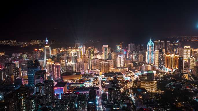 深圳东门繁华夜景航拍